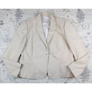 EUC Judith & Charles cream one button Blazer Dress Career Cotton bld womens 14